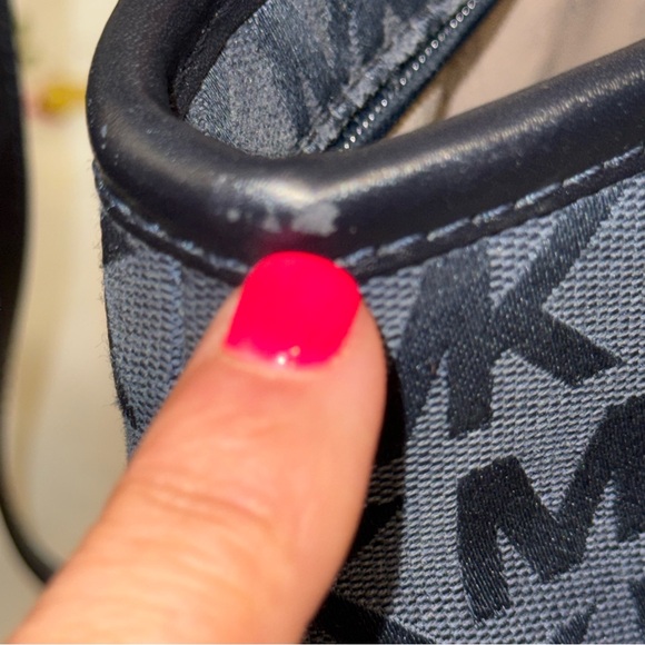 Michael Kors Jet Set Signature canvas tote bag in navy blue with dust bag - Picture 11 of 15